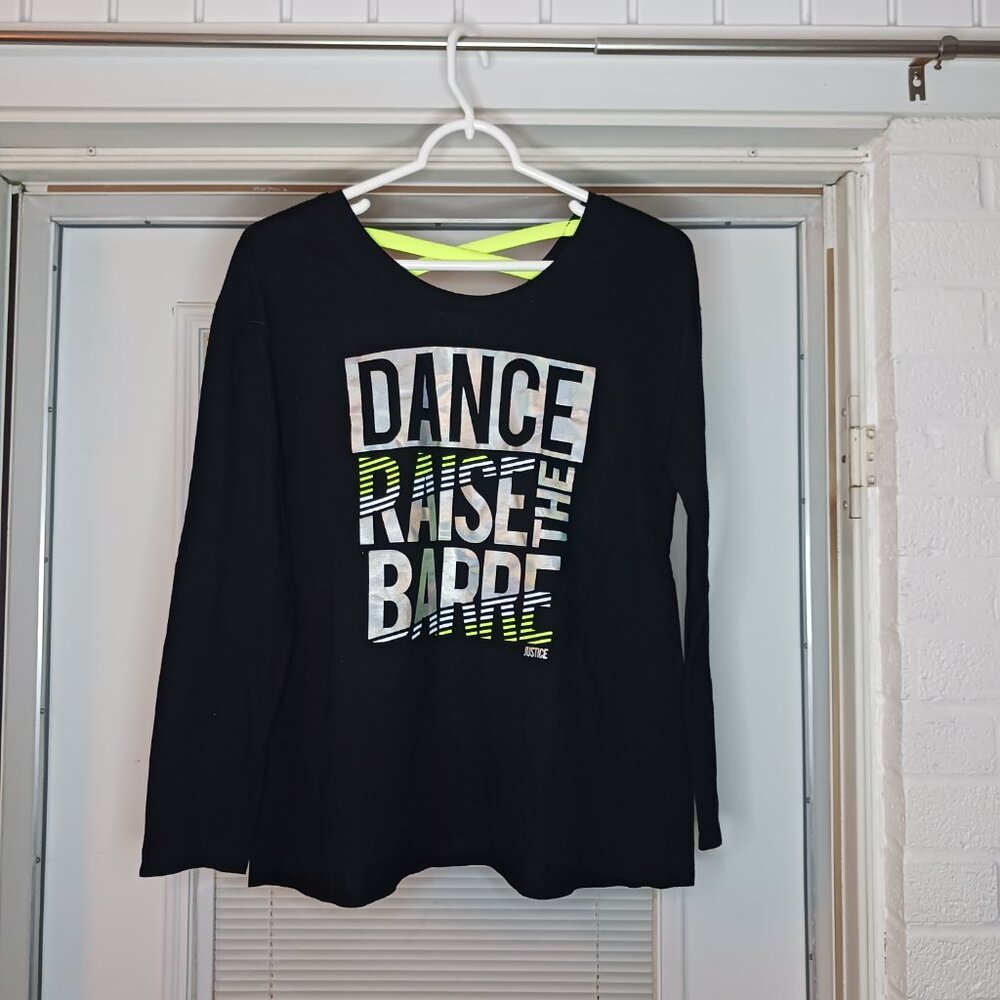 Justice Black/Yellow Short Sleeve Top Girls Size 14